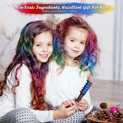 6 Colours Hair Chalk Comb Kit Washable Hair Dye Brush Kids Girls Party Temporary - Aimall