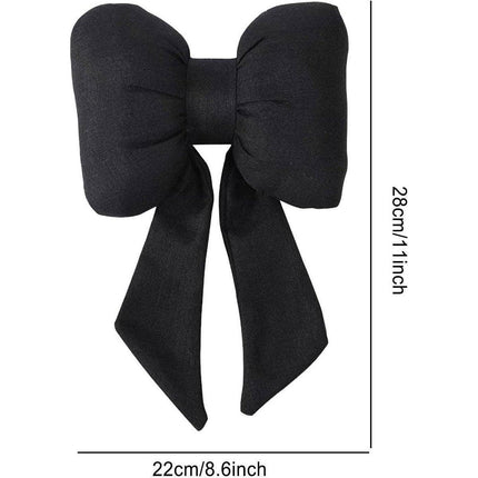 Soft Car Neck Pillow Cotton Linen Ribbon Bow Headrest Cushion Support Pillow