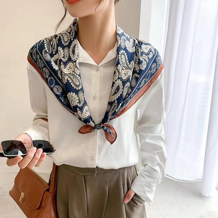 Square Silk Feel Satin Scarf Small Vintage Head Neck Hair Tie Band Women Elegant - Aimall