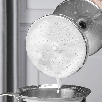400ml Stainless Steel Manual Milk Frother Double Mesh Strainer Frothing Pitcher