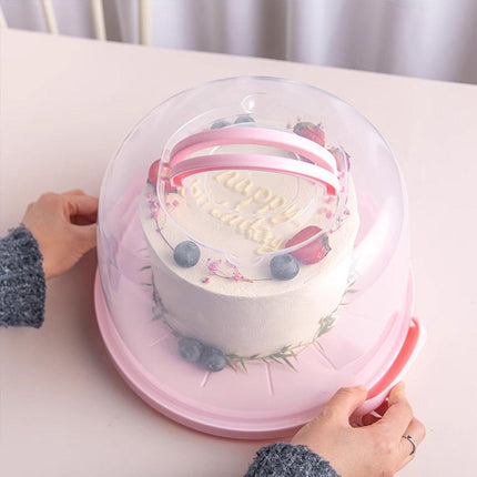 Reusable Plastic Cupcake Carrier Box Transparent Handle Cake Container