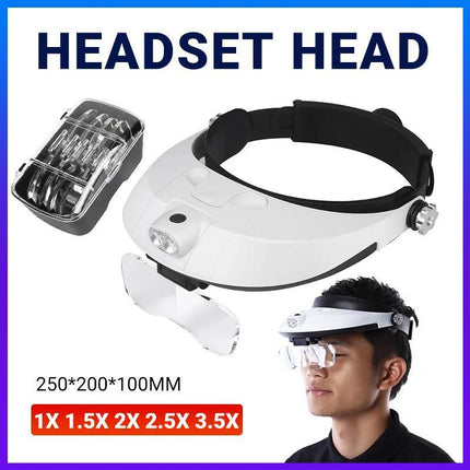 Headband Headset Head LED Lamp Light Jeweler Magnifier Magnifying Glass Loupe - Aimall