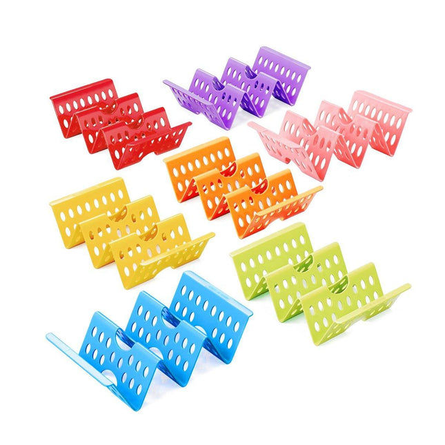 7 x Plastic Taco Holder Tray Wavy Triangle Tortilla Rack Perforated Baking Stand