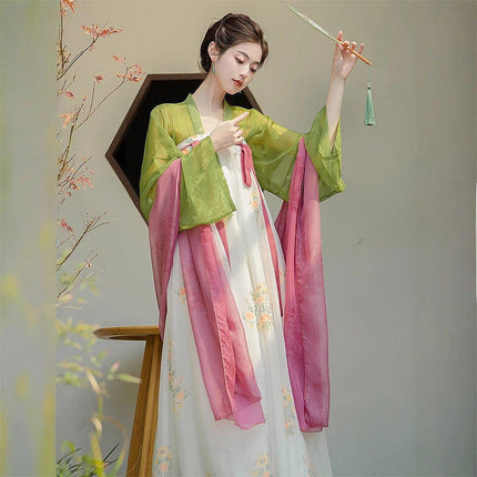 Women Chinese Style Hanfu Tea Dress Guofeng Tang Inspired Chest-length Dress