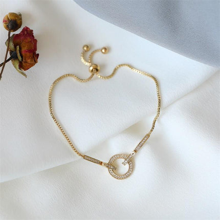 Luxury Zircon Rhinestone Round Bangle Bracelet for Women