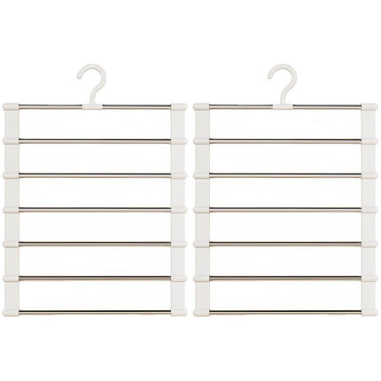 2pcs Multifunctional Folding Trouser Rack Multi Layer Storage Hanging Clothes