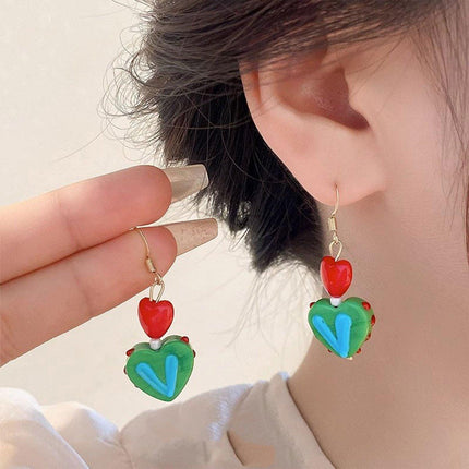 Vintage Contrasting Love Earrings Fashion Jewelry Women Romantic Accessories