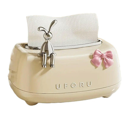 Rabbit Tissue Box Dispenser Napkin Paper Storage Holder Spring Lifting Paper Box