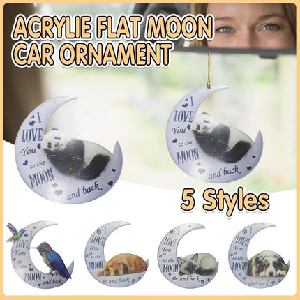 Animal in the Moon Hanging Ornament Car Rear View Mirror Gift Pendant Home - Aimall