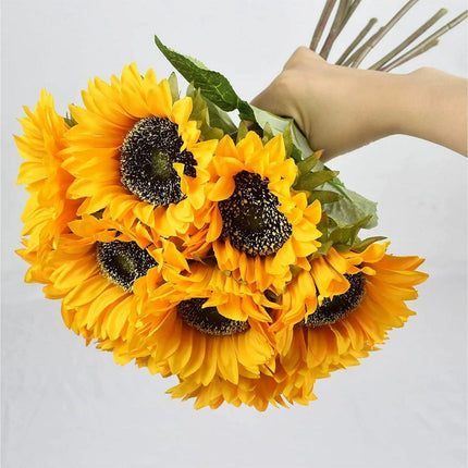 10pcs Artificial Sunflower Bouquet Fake Flower Arrangement Indoor Home Decor Set