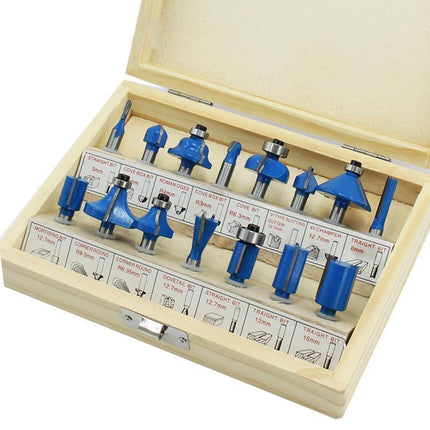 15X 1/2 1/4 inch Router Bits Set Woodworking Tool Cutter Shank Tungsten Carbide - Aimall