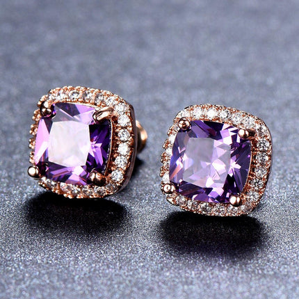Fashion Earring Buckle Zirconia Stud Earrings Women Elegant Jewelry Accessories