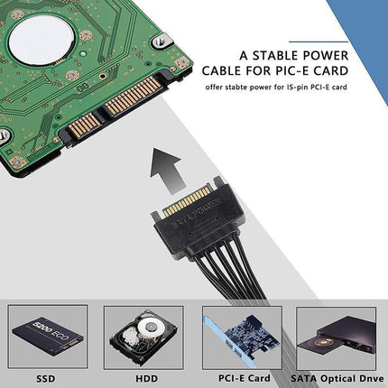 15 Pin SATA Power Y-Splitter Cable Adapter Extension 1 Male to 2 Female for HDD - Aimall