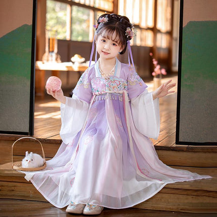 Girs Ancient Chinese Traditional Hanfu Dress Tang Ming Dynasty Costume - Aimall