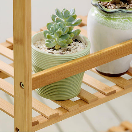 Balcony Plant Stand 3-Layer Wooden Flower Pot Corner Stand White Log Foldable - Aimall