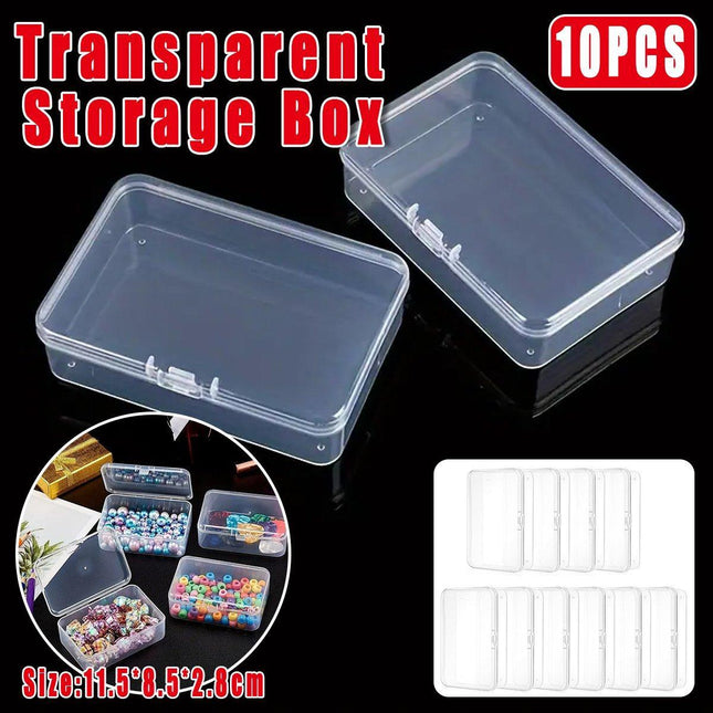 10PCS 11.5cm Clear Plastic Rectangular Storage Box Parts Organizer Container
