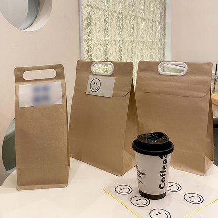 Kraft Paper Aluminum Foil Bags Tote Bags Milk Tea Takeaway Coffee Packaging Bags - Aimall