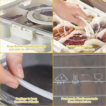 Food Grade Airtight Storage Box Portable Multi-compartment Seasoning Container