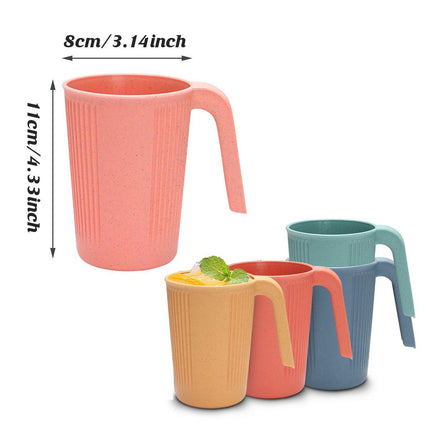 4pcs Reusable Straw Mugs with Handle for Home Use Coffee Tea Drinkware Set