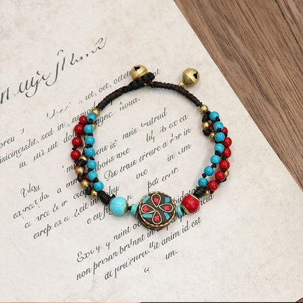 Ethnic Style Handmade Bracelet Color Stone Sky Bead Fashion Round Bead Bracelet