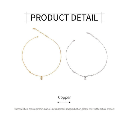 French Light Luxury Style Square Pendant Clavicle Chain Handmade Necklace Women