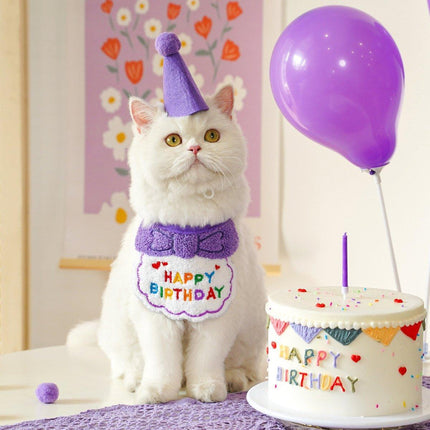 Pet Birthday Dog Cat Bib Scarf Hat Accessory Dogs Cats Celebration