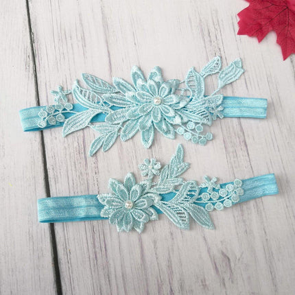 4pcs Blue Lace Garter Set Elegant Leg Loop Garters for Women Bridal Accessories