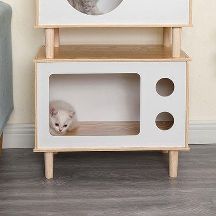 Wooden Pet House Modern Cat Dog Bed Furniture with Ventilation and Stability