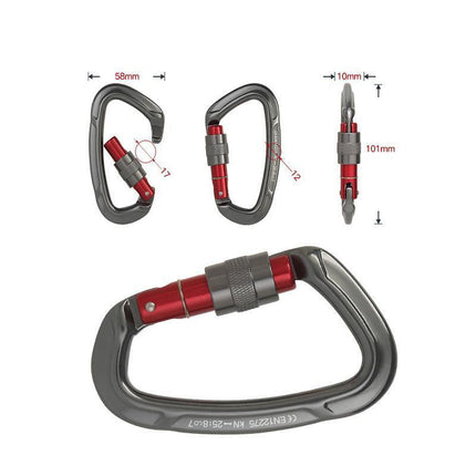 25KN Screwgate Locking Rock Climbing Carabiner Clip Aluminum D Ring Hook Buckle - Aimall