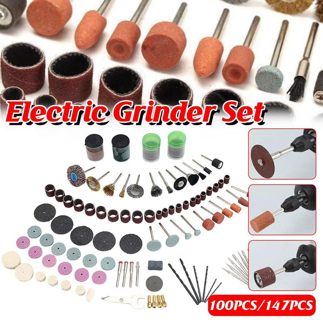 100/147pcs Electric Mill Set Accessories Grinding Cutting Drilling Tool Kit