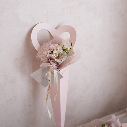 50pcs Heart Shaped Flower Box Creative Gift Bouquet Packaging Fresh Flower Box