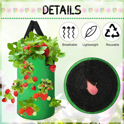 3pcs Hanging Planter Bags for Strawberry Growing Horticultural Nursery Use