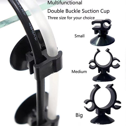 10X Double Clip Suction Cup Holder for Aquarium Tube and Rod Mounting Support