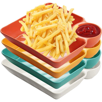 8X Large Square Dumpling Plate with Vinegar Dish PP Tray Tableware Dinner Plate