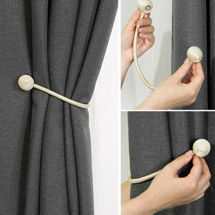 1PC Tieback Curtain Magnetic Ball Curtains Buckle Tie Backs Curtain Holder Home - Aimall