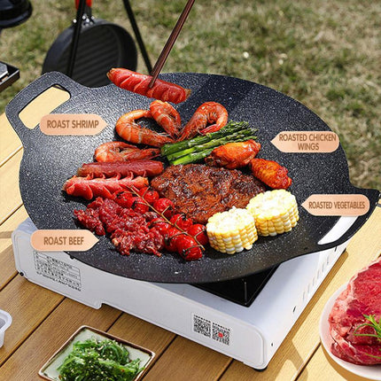 Korean Nonstick BBQ Grill Pan for Stovetop Barbecue Portable Hot Plate Outdoor - Aimall
