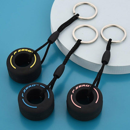 Creative PVC Soft Rubber Tire Keychain Car Key Pendant Schoolbag Accessories