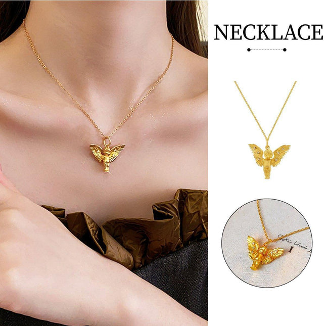 Elegant Zircon Angel Necklace Retro Fashion Clavicle Chain Luxury Jewelry