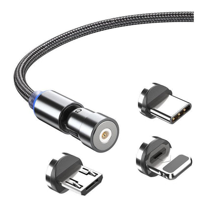 540° Rotate 3 In1 Magnetic Charging Cable For Usb-C I-Product Microusb Superfast - Aimall
