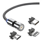 540° Rotate 3 In1 Magnetic Charging Cable For Usb-C I-Product Microusb Superfast - Aimall