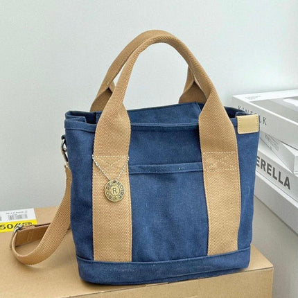 Womens Canvas Handbag Multi-layer Lightweight Crossbody Bag for Work Mommy