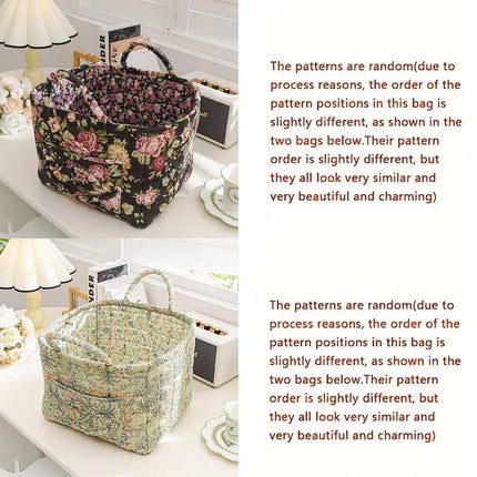 Portable Fabric Storage Basket Korean Pastoral Style Organizer for Home Sundries