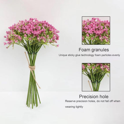 12PCS Artificial Foam Gypsophila Flower Bouquet for Wedding and Home Ornaments