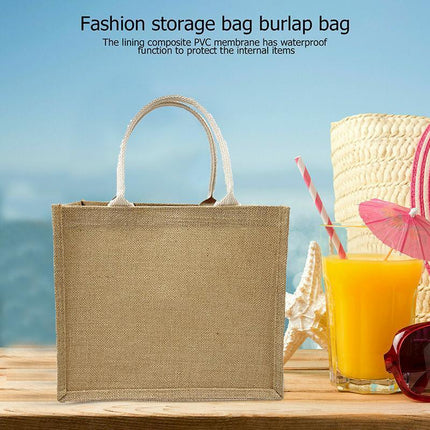 Unprinted Linen Handbag Good Product Companion Gift Linen Hemp Jute Shopping Bag - Aimall