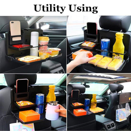 Foldable Back Seat Tray Table Multifunctional Car Organizer with Drink and Laptop Holder