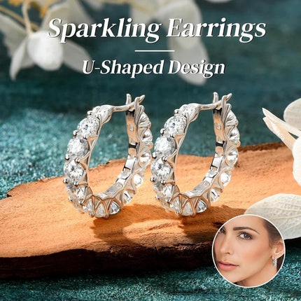 Sparkling U Shaped Earrings Fashion Jewelry Vintage Style Ear Accessories