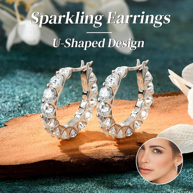 Sparkling U Shaped Earrings Fashion Jewelry Vintage Style Ear Accessories