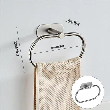 Stainless Steel Oval Hand Towel Ring Rack Rail Holder Wall Mounted Bathroom Tool