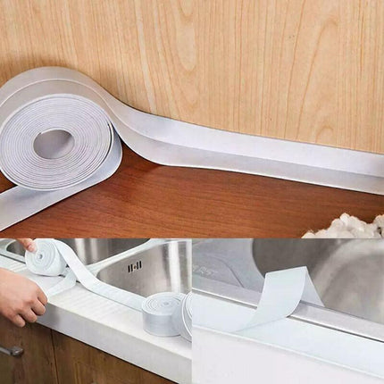 Kitchen Bathroom Sink Sealing Strip Waterproof Tape 3.2M White Easy to Clean Clear - Aimall