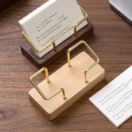 Business Card Holder Organizer Desk Display Stand Wooden Card Storage Box